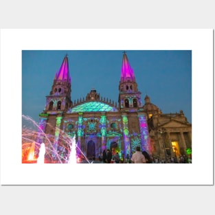 Mexico. Guadalajara. Cathedral. Light Show. Posters and Art